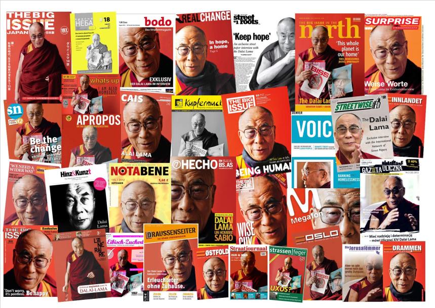 Some of the 72 street magazines who published the Dalai Lama interview.